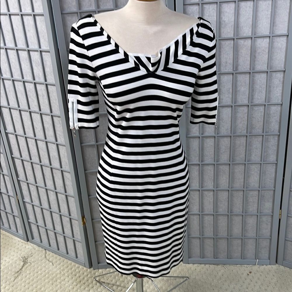Banana Republic Black and White Striped Dress, Size 4